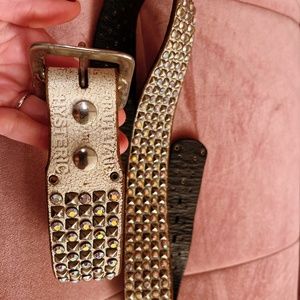 White leather and Swarovski rhinestone Hysteric Glamour belt from Japan